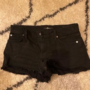 7 For All Mankind Black Denim Cut Off Shorts